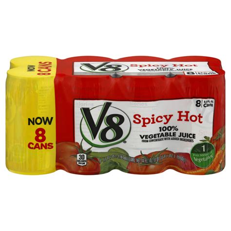 save on v8 100 vegetable juice hot spicy 8 pk order online delivery stop and shop