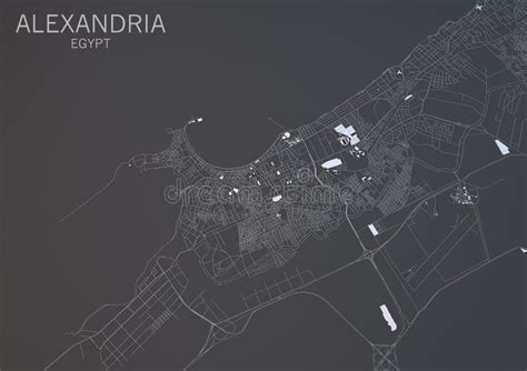 Map Of Alexandria Egypt Satellite View Stock Illustration