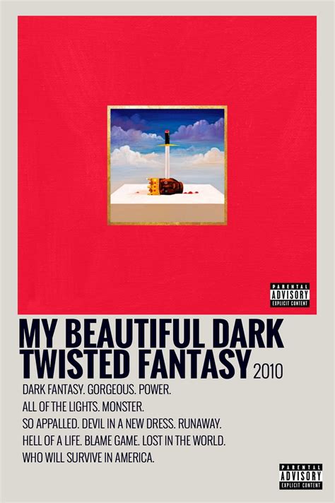 minimalist polaroid album poster kanye west my beautiful dark twisted fantasy music poster