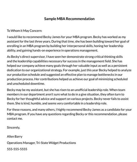 How To Write A Reference Letter For Mba Student