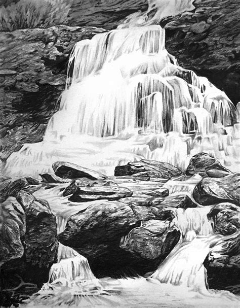 Waterfall Drawing By Aaron Spong