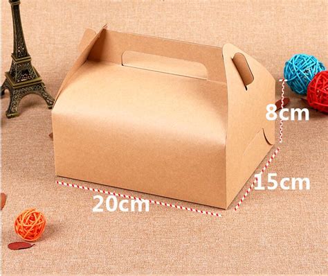 5 Sizes Large Kraft Paper Packaging Box With Handle Portable White Cake