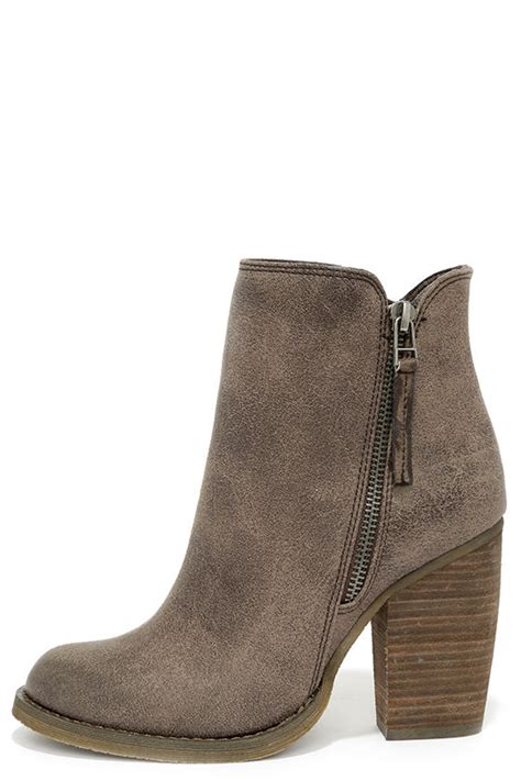 Cute Taupe Booties High Heel Booties Ankle Boots 6900