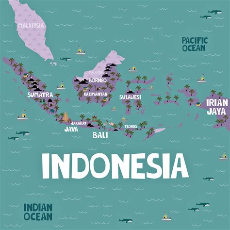 Indonesia Map Of Major Sights And Attractions