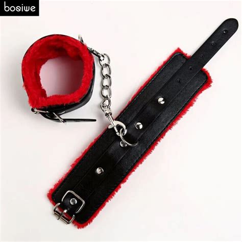 Buy Soft Black Pu Leather Handcuffs Restraints Bondage Playchain Sex Flirt Toys