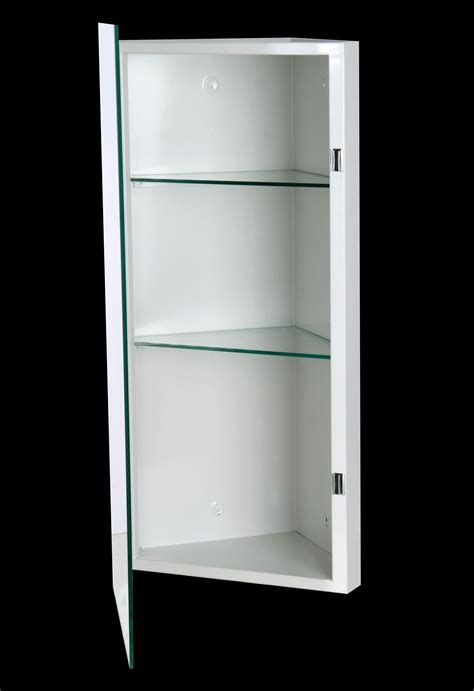 Beautifully handcrafted wood medicine cabinets can become the focal point of your bathroom. White Wooden Medicine Cabinet With Triangle Shape Having ...