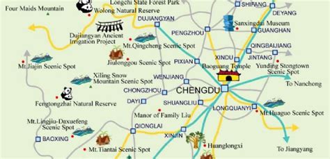 Chengdu Attraction Map Chengdu Maps China Tour Advisors