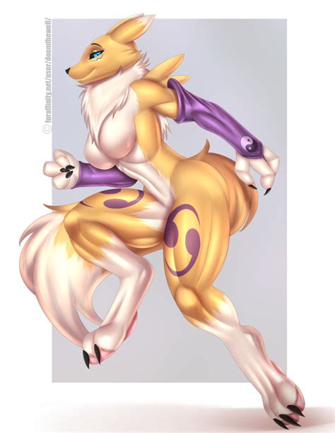 Renamon Digimon Highres Black Sclera Blue Eyes Colored Sclera