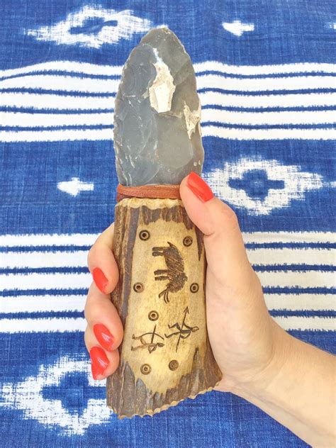 Antique Flint Knife Flint Original Glued Handle Antique Etsy