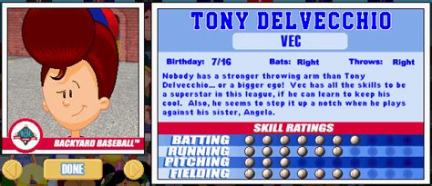 Seg toys presents all your favorite mlb baseball players as collectible smiti mini figures! Backyard Sports Player Profile 20 of 30: Tony Delvecchio ...