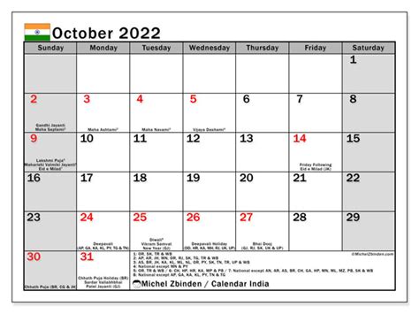 List Of October 2022 Calendar India References Week Of The Year