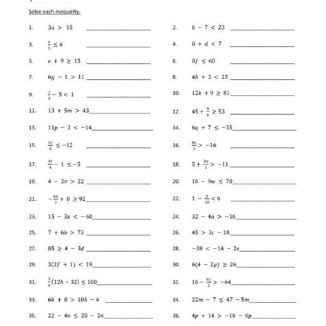 Solving Equations And Inequalities Worksheets With Answers