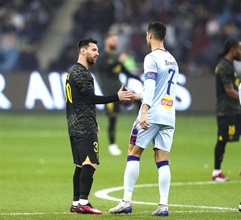 Cristiano Ronaldo And Lionel Messi Shake Hands At Soccer Match Video Hollywood Life