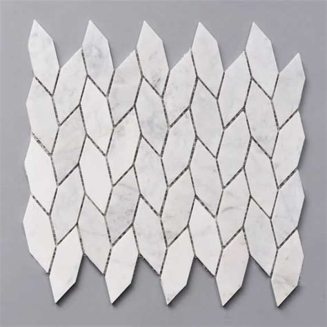 Leaf Pattern Carrara White Marble Stone Bath Wall And Floor Mosaic Tile