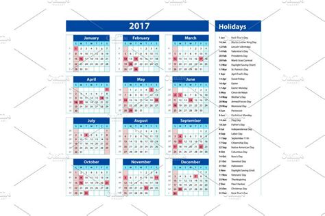 Holidays Calendar 2017 Blue Usa Holiday Calendar November Calender