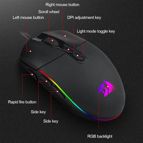 Redragon Invader M719 Rgb Usb Wired Gaming Mouse 10000 Dpi Programmable