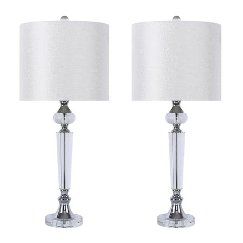 Table lamps can be made from many types of materials, including brass, copper, silver, stainless steel, wood, and glass. GRANDVIEW GALLERY 28.5 in. White Sparkly Shades Polished ...