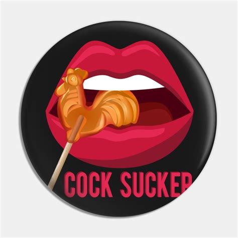 Cock Sucker Luscious Red Lips With Rooster Lollipop Oral Sex Pin