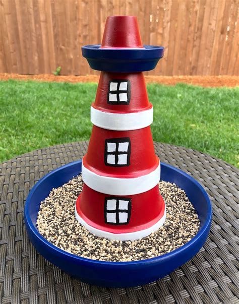 Clay Pot Lighthouse For Summer Garden Decor Mod Podge Rocks