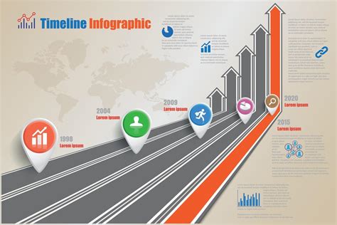 Business Road Map Timeline Infographic Growing Charts Design For