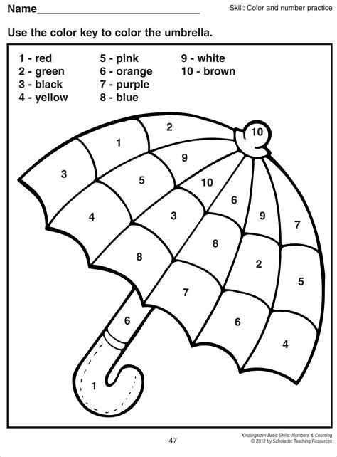 We created these adorable numbers for coloring, which your preschooler will love. Color by numbers umbrella | Kindergarten coloring pages ...