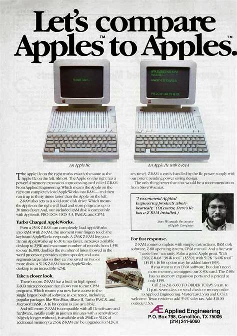 The apple i had 6502 mos 1 mhz processor, 8 kb of onboard memory, and 1 kb of vram for $666.66. Vintage Apple Ads in the 1970s and 1980s ~ vintage everyday