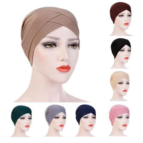 2020 Full Cover Inner Hijab Caps Muslim Stretch Turban Cap Islamic Underscarf Bonnet Solid Modal