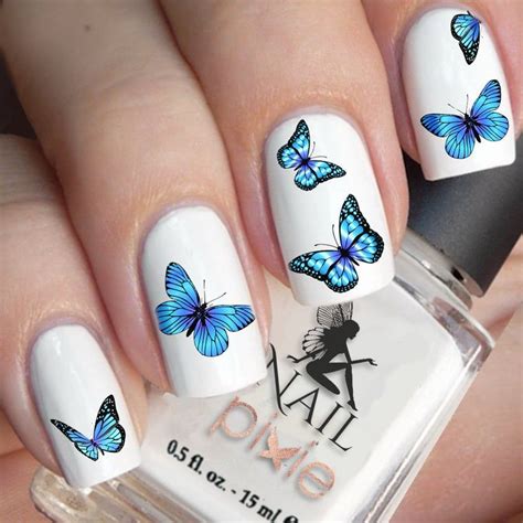 Bewitching Blue Butterfly Nail Decal Art Water Slider Sticker Etsy
