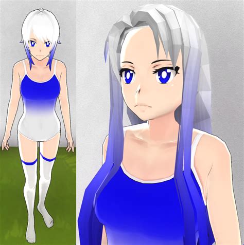 Yandere Sim Skin White And Blue Swimsuit By Televicat On Deviantart