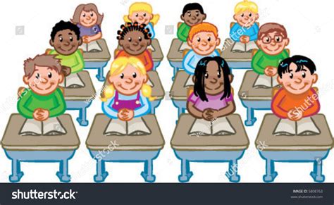 Vector Classroom Full Students Seated Their Stock Vector