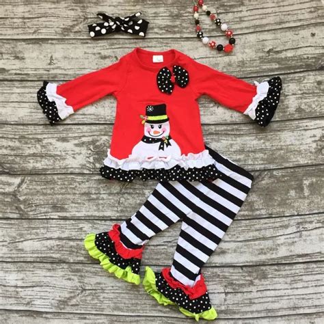 Christmas Clothing Baby Girls Snowman Outfits Children Boutiques