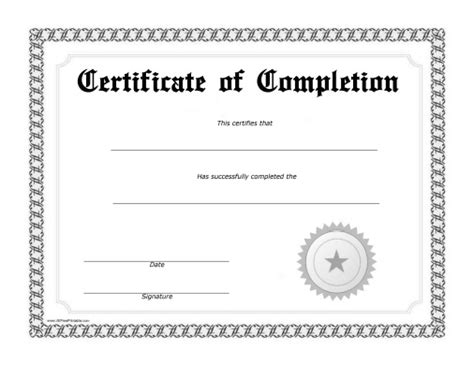 If you don't have 3 minutes to use our certificate generator, then you can print a blank certificate template and fill in the details in your. Certificate of Completion - Free Printable ...