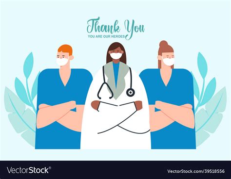 Thank You Doctors And Nurses Flat Design Vector Image