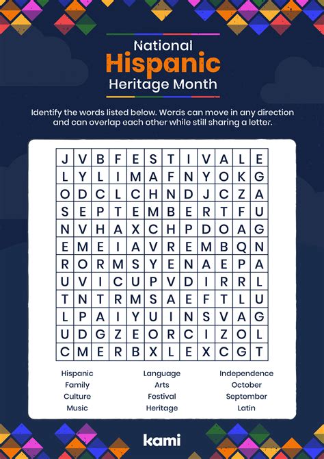 Hispanic Heritage Month Wordsearch For Teachers Perfect For Grades 4th 5th 6th 7th 8th