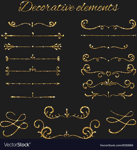 Golden Dividers Set Ornamental Decorative Vector Image