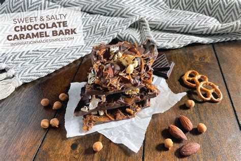A Stack Of Chocolate Caramel Bark Next To Some Nuts