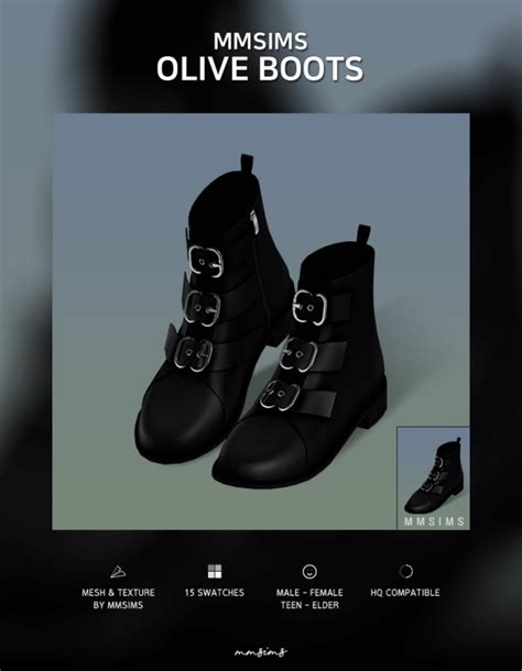 Sims 4 S4cc Mmsims Olive Boots The Sims Game