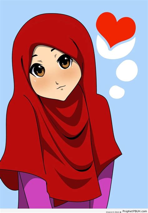 Muslim Girl In Red Hijab Drawings Prophet Pbuh Peace Be Upon Him