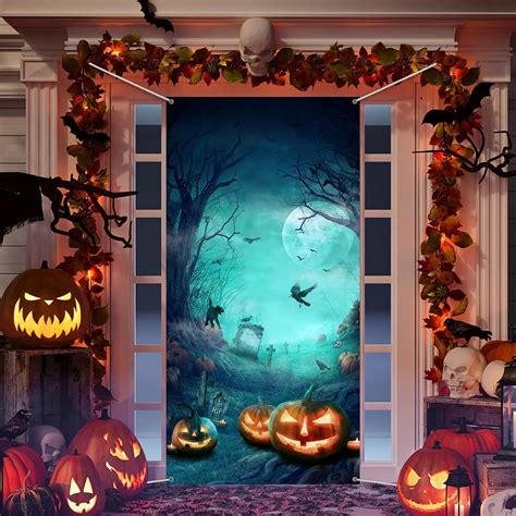 Buy Halloween Door Decorations Large Fabric Horror Moon Night Dead