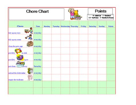 Chore Chart Template In Excel Templates At