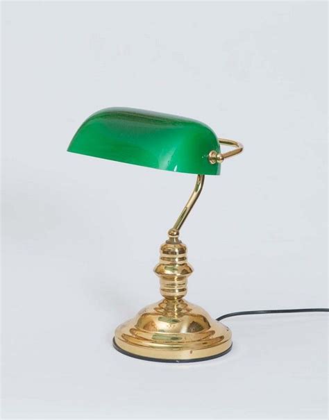 A Brass Desk Lamp With A Green Glass Shade 38 Cm High Lamps Table