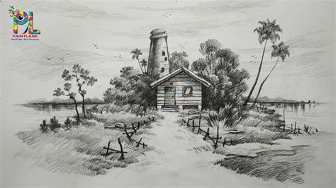 Learn Easy Simple Shading A Landscape With Pencil Landscape Pencil Art Youtube