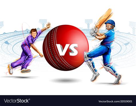 Batsman And Bowler Playing Cricket Championship Vector Image