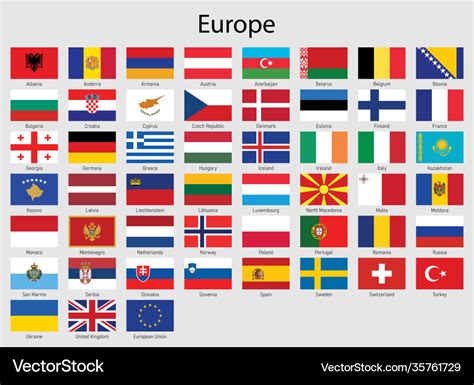 Set Flags Europeancountries All Europe Flag Vector Image