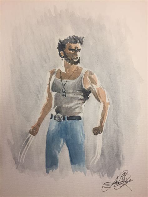 Wolverine Logan Watercolor Painting Jordan Beakley Watercolor