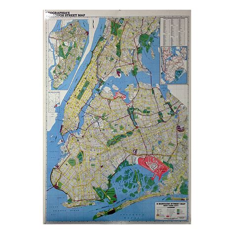 5 Boroughs Of New York City Laminated Wall Map Geographia Maps Images