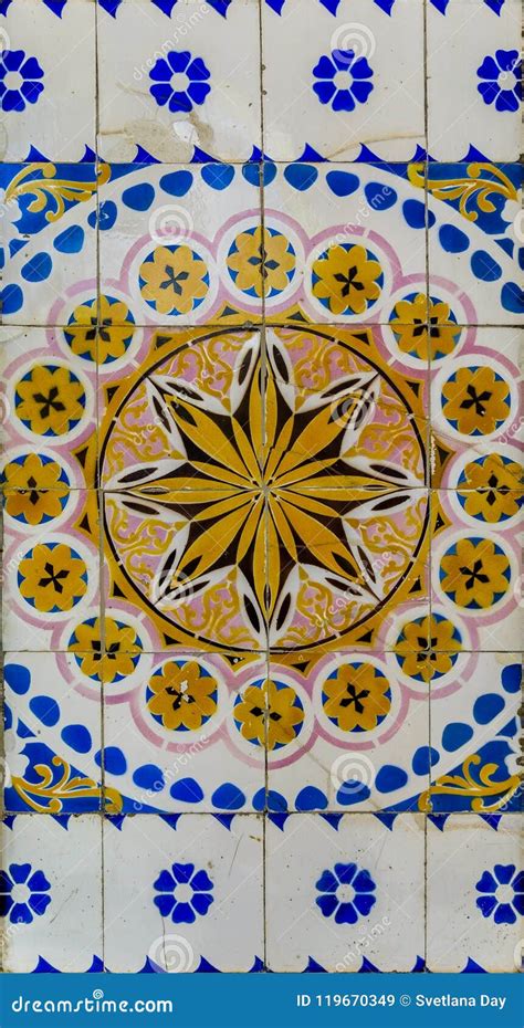 Traditional Ornate Portuguese Azulejo Tiles Stock Image Image Of