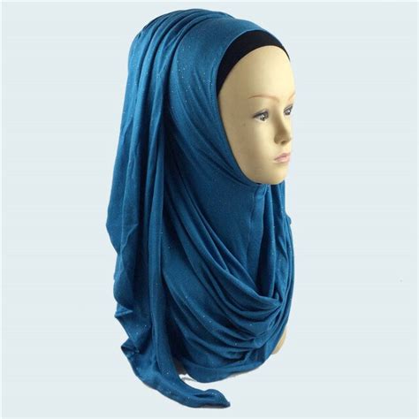 1pc Jersey Glitter Instant Shawl Shimmer Hijab Slip On Shawls Shinny