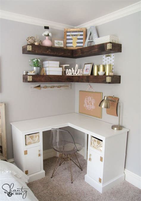 Our advice for decorating young girls' bedrooms is that they need to be practical, yet cozy at the same time. DIY Corner Desk | Diy corner desk, White corner desk ...