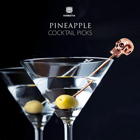 Cocktail Picks Copper Skull Head Stainless Steel Martini Fruit Picks